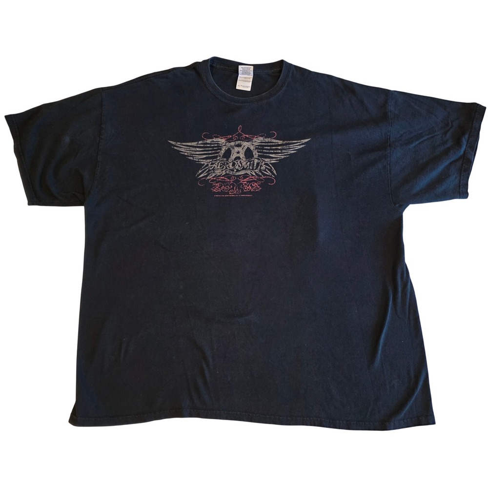 Aerosmith Band Graphic T-Shirt Black 2XL 2008 Rag Doll Merchandising Gildan